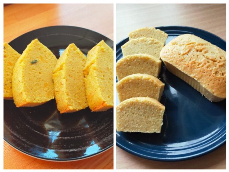 米粉のかぼちゃケーキと米粉ときび砂糖のパウンドケーキの完成写真