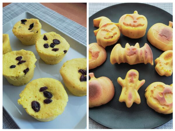 かぼちゃケーキと蒸しパンの写真です